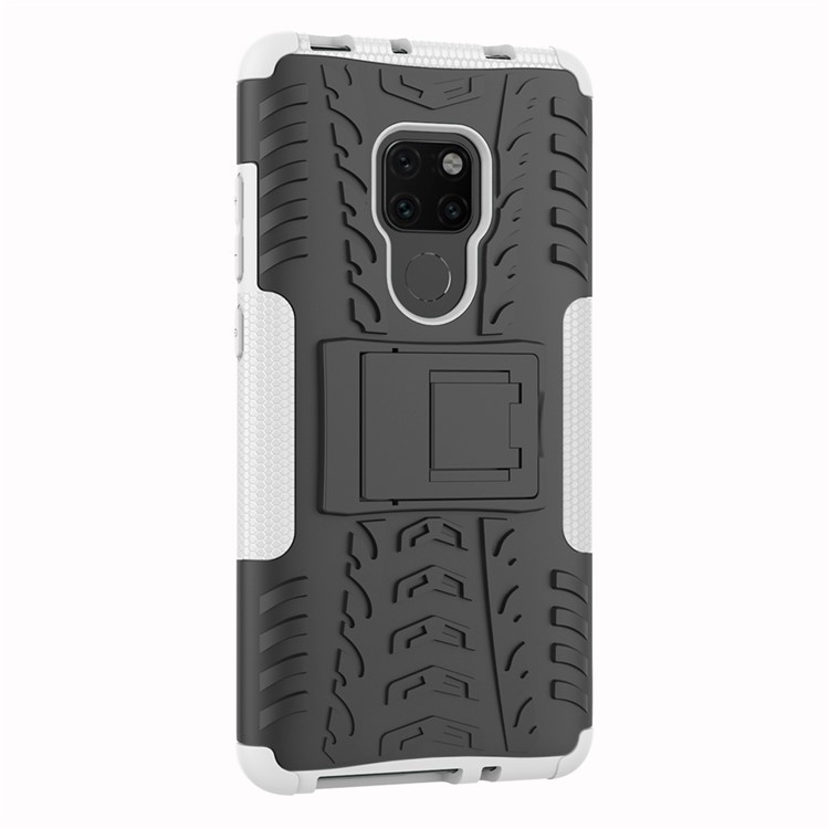 Cool Tyre PC + TPU Hybrid Phone Cover with Kickstand for Huawei Mate 20 - White-9