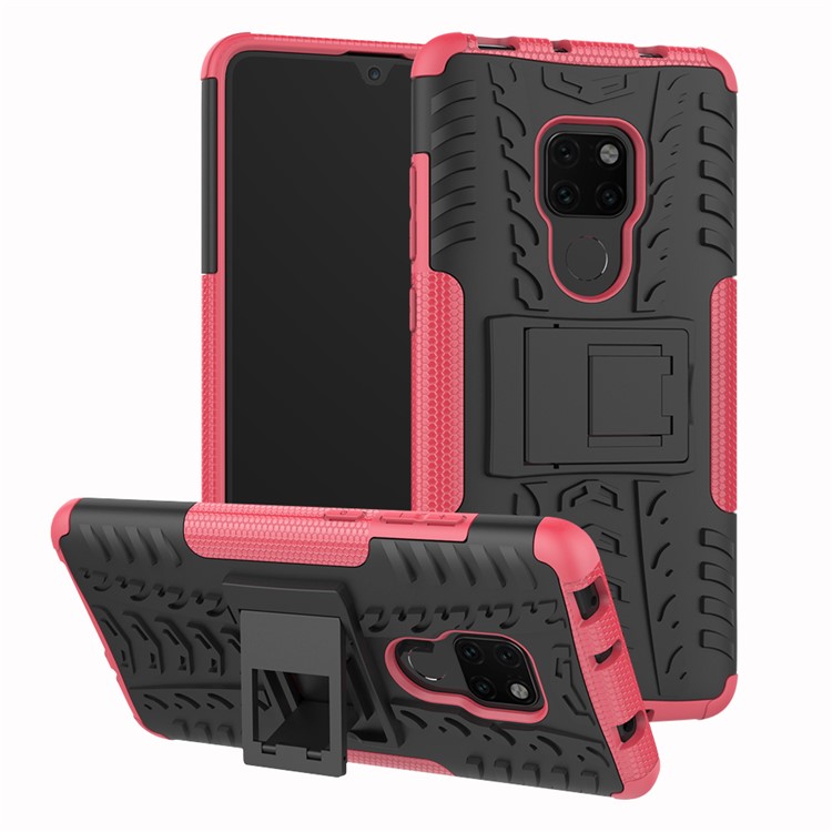 Cool Tyre PC + TPU Hybrid Protection Case with Kickstand for Huawei Mate 20 - Rose-1