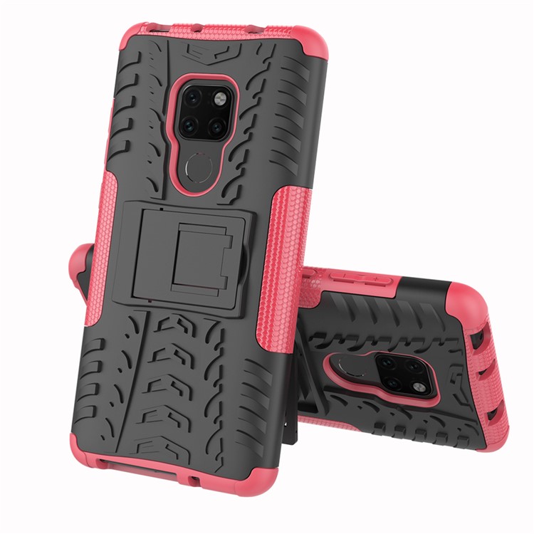 Cool Tyre PC + TPU Hybrid Protection Case with Kickstand for Huawei Mate 20 - Rose-2