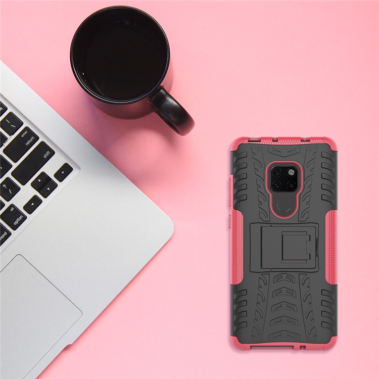 Cool Tyre PC + TPU Hybrid Protection Case with Kickstand for Huawei Mate 20 - Rose-8