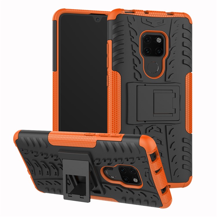 Cool Tyre PC + TPU Hybrid Protector Cover with Kickstand for Huawei Mate 20 - Orange-1