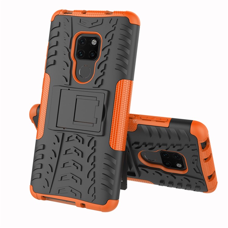 Cool Tyre PC + TPU Hybrid Protector Cover with Kickstand for Huawei Mate 20 - Orange-2