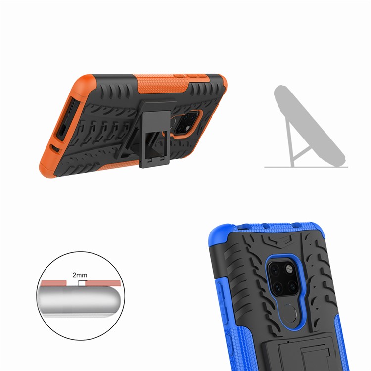 Cool Tyre PC + TPU Hybrid Protector Cover with Kickstand for Huawei Mate 20 - Orange-3