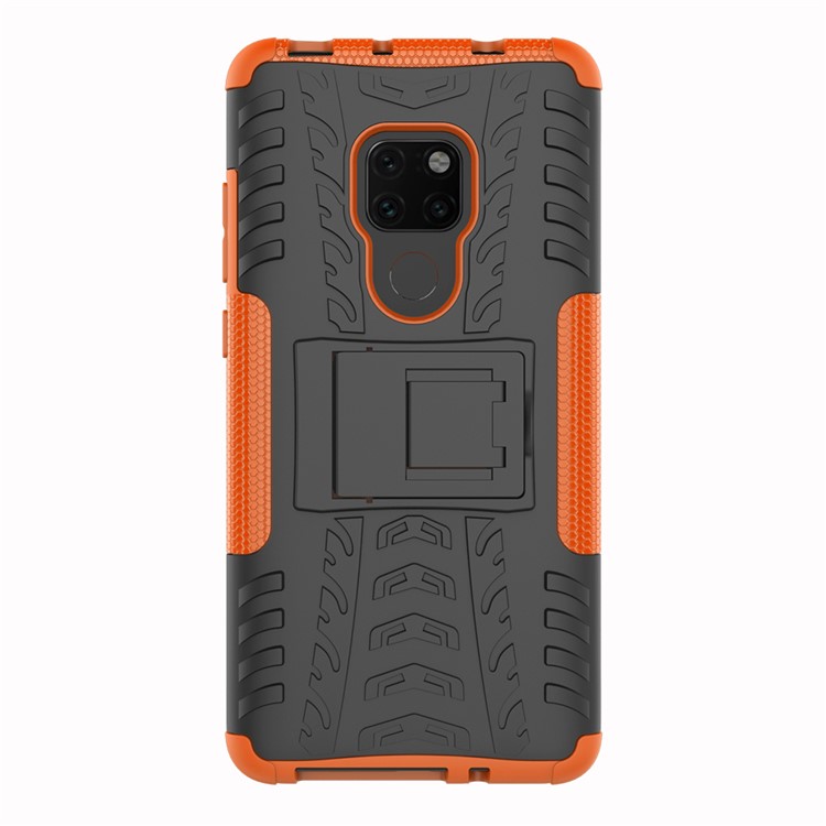 Cool Tyre PC + TPU Hybrid Protector Cover with Kickstand for Huawei Mate 20 - Orange-4