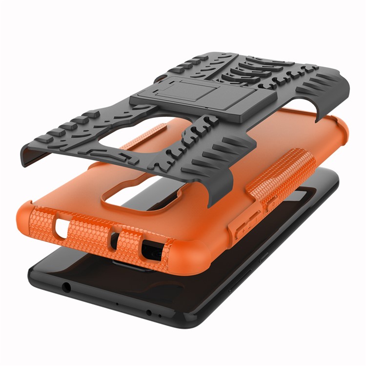 Cool Tyre PC + TPU Hybrid Protector Cover with Kickstand for Huawei Mate 20 - Orange-8