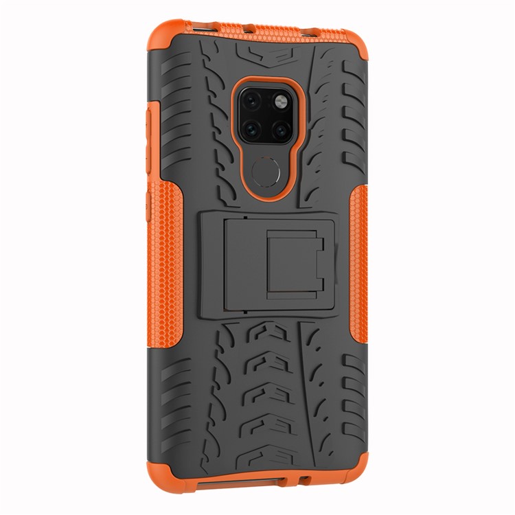 Cool Tyre PC + TPU Hybrid Protector Cover with Kickstand for Huawei Mate 20 - Orange-9