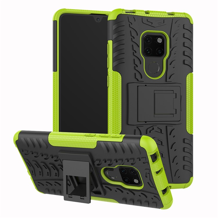 Cool Tyre PC + TPU Hybrid Mobile Casing with Kickstand for Huawei Mate 20 - Green-1