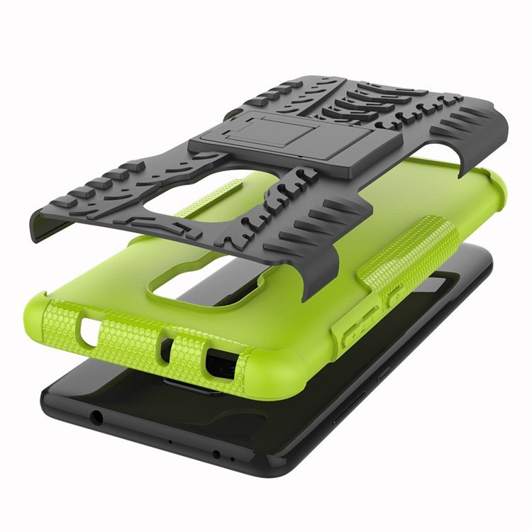Cool Tyre PC + TPU Hybrid Mobile Casing with Kickstand for Huawei Mate 20 - Green-7