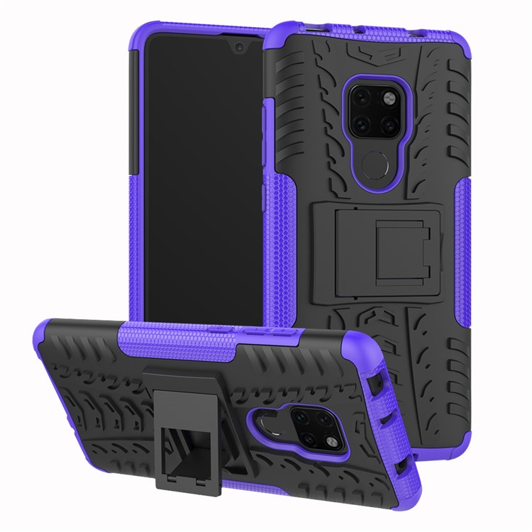 Cool Tyre PC + TPU Hybrid Mobile Cover with Kickstand for Huawei Mate 20 - Purple-1
