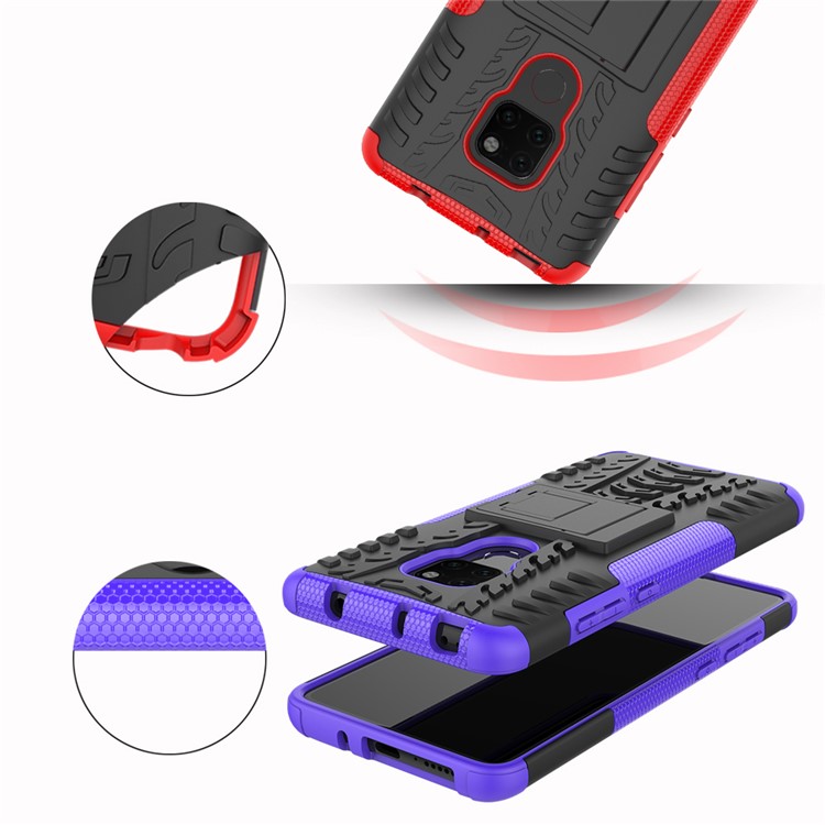 Cool Tyre PC + TPU Hybrid Mobile Cover with Kickstand for Huawei Mate 20 - Purple-3