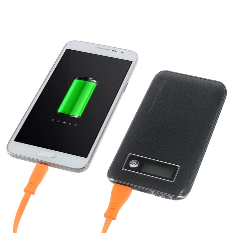 CAGER S1 6000mAh External Power Bank with LED Flashlight for iPhone iPad Samsung LG - Black-1