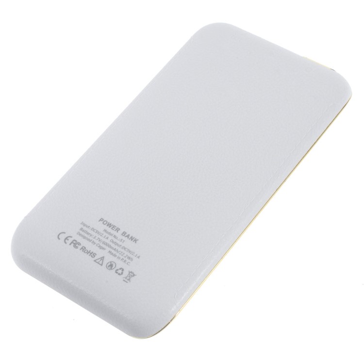 CAGER S1 6000mAh Power Bank with LED Flashlight for iPhone iPad Samsung LG - White-5
