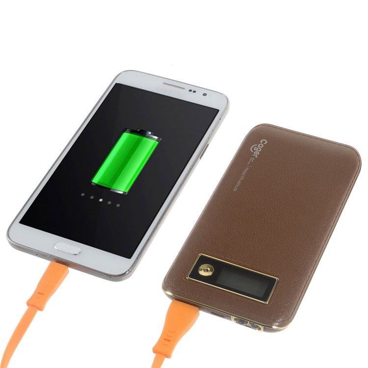 CAGER S1 6000mAh Power Bank Battery Charger with LED Flashlight for iPhone iPad Samsung LG - Coffee-1