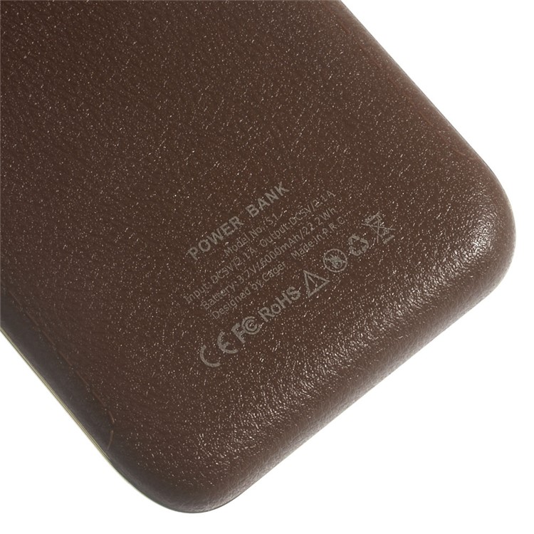 CAGER S1 6000mAh Power Bank Battery Charger with LED Flashlight for iPhone iPad Samsung LG - Coffee-6