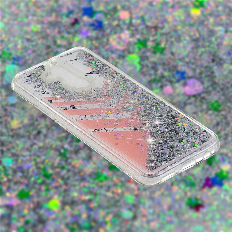 Liquid Glitter Powder Quicksand Inside Pattern Printing Shockproof TPU Cover for Huawei Mate 20 Lite - Marble Pattern-2