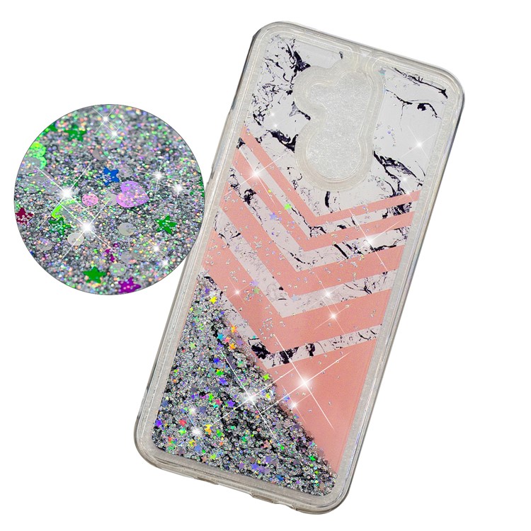 Liquid Glitter Powder Quicksand Inside Pattern Printing Shockproof TPU Cover for Huawei Mate 20 Lite - Marble Pattern-3