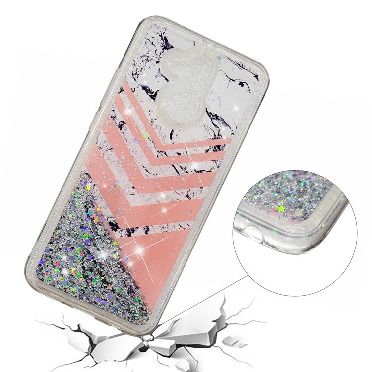 Liquid Glitter Powder Quicksand Inside Pattern Printing Shockproof TPU Cover for Huawei Mate 20 Lite - Marble Pattern-4