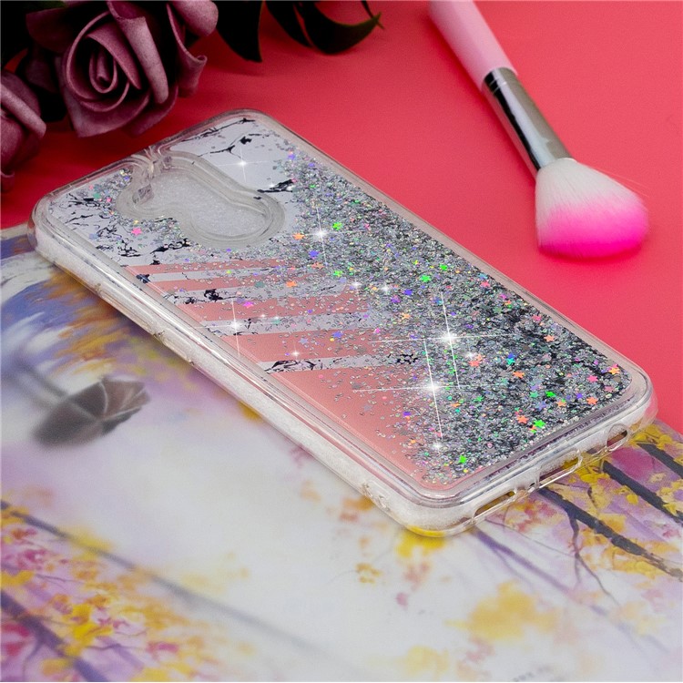 Liquid Glitter Powder Quicksand Inside Pattern Printing Shockproof TPU Cover for Huawei Mate 20 Lite - Marble Pattern-6