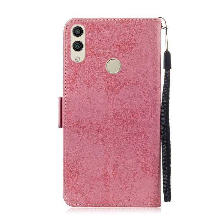 Vintage Style Leather Wallet Cover for Huawei Honor 8C - Pink-3