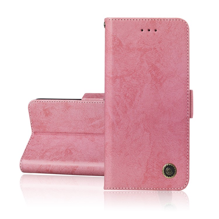 Vintage Style Leather Wallet Cover for Huawei Honor 8C - Pink-4