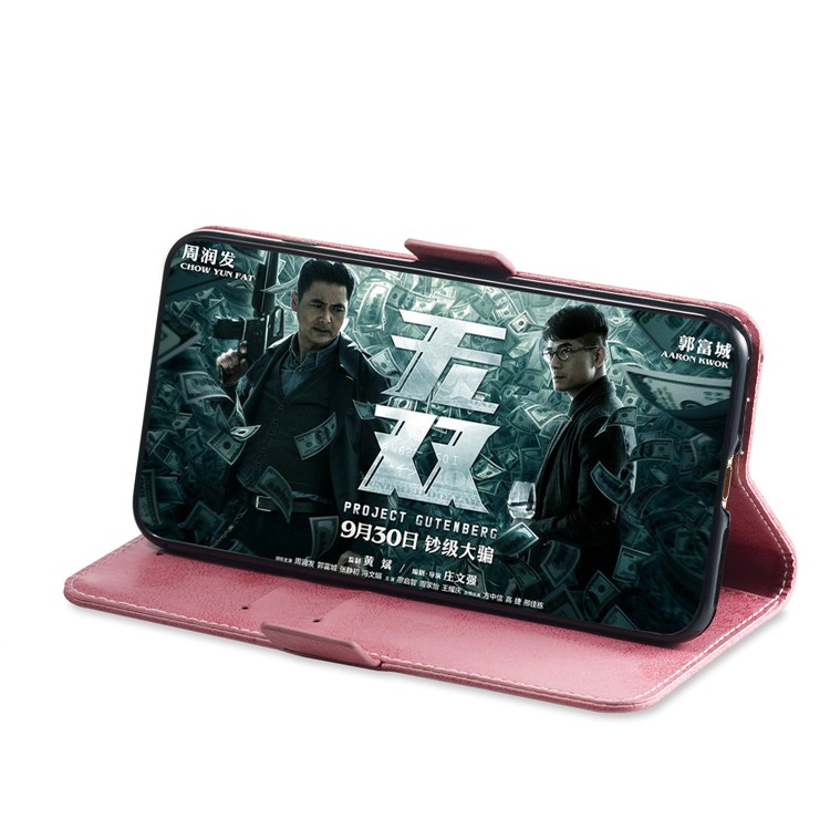 Vintage Style Leather Wallet Cover for Huawei Honor 8C - Pink-5
