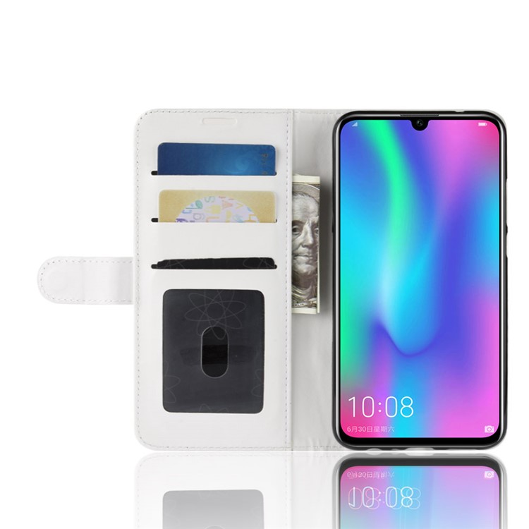 Crazy Horse Magnetic Leather Wallet Cover for Huawei Honor 10 Lite/P Smart (2019) - White-5