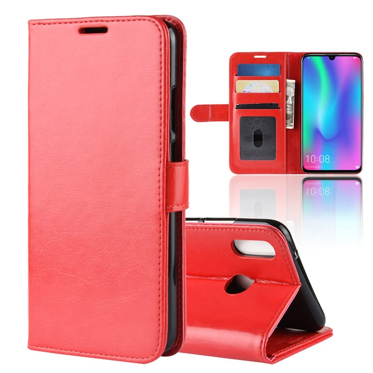 Crazy Horse Magnetic Leather Flip Phone Case for Huawei Honor 10 Lite/P Smart (2019) - Red-1
