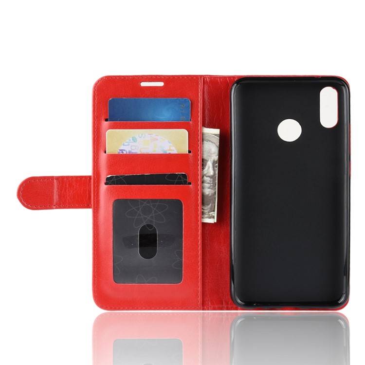 Crazy Horse Magnetic Leather Flip Phone Case for Huawei Honor 10 Lite/P Smart (2019) - Red-4