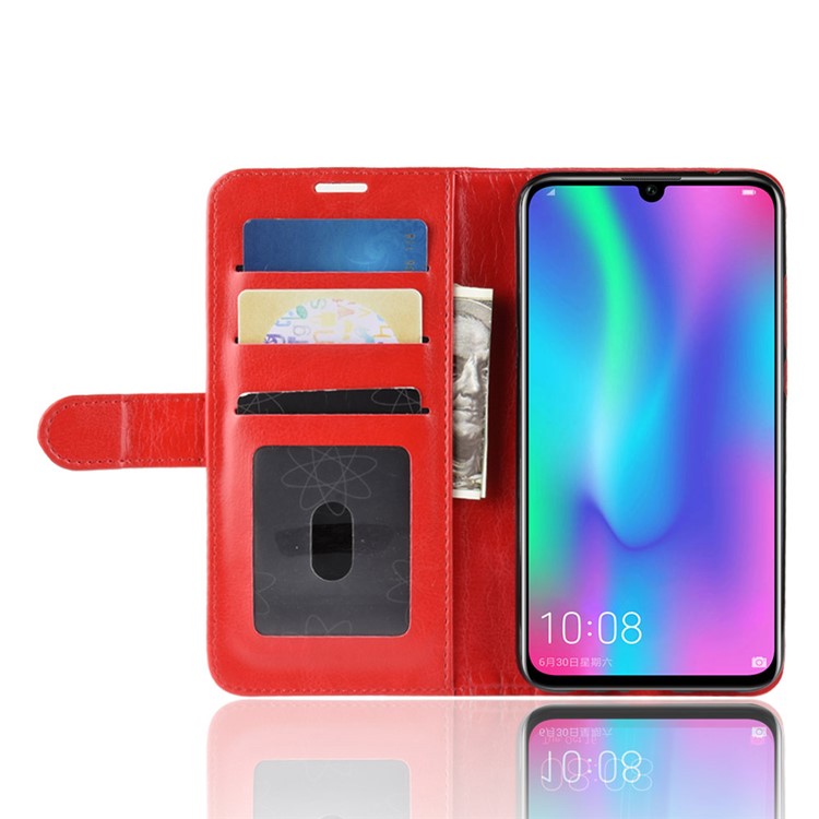 Crazy Horse Magnetic Leather Flip Phone Case for Huawei Honor 10 Lite/P Smart (2019) - Red-5