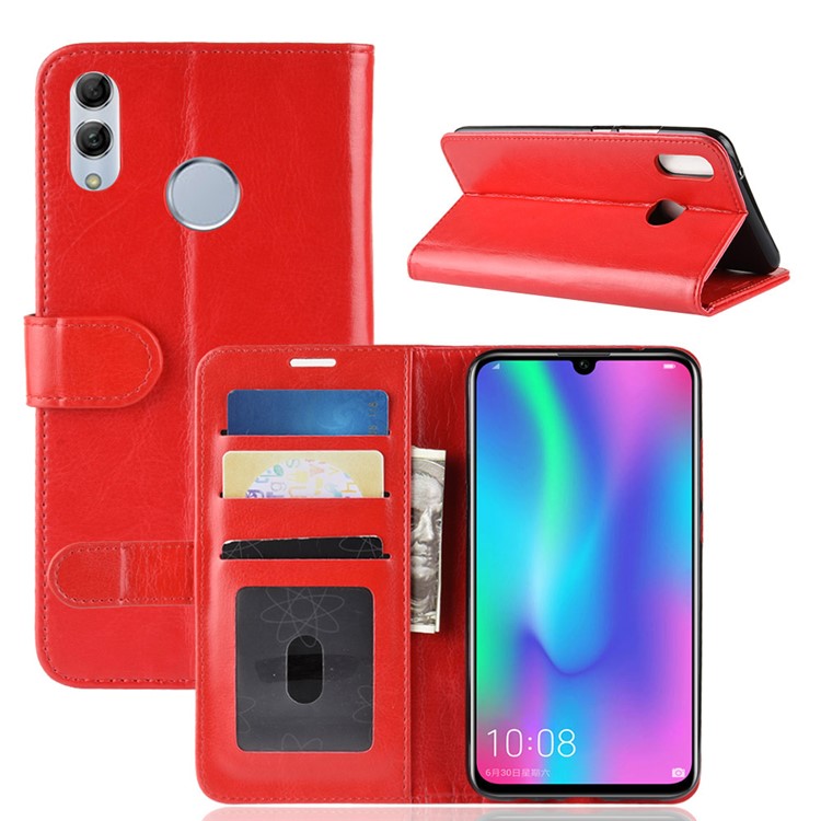 Crazy Horse Magnetic Leather Flip Phone Case for Huawei Honor 10 Lite/P Smart (2019) - Red-8