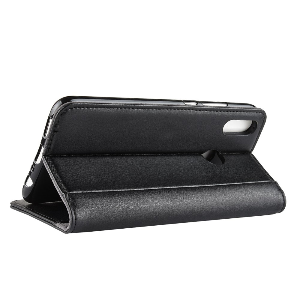 Genuine Split Leather Wallet Phone Case for Huawei Honor 10 Lite/P Smart (2019) - Black-7