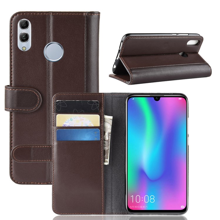 Genuine Split Leather Magnetic Cover Shell for Huawei Honor 10 Lite/P Smart (2019) - Brown-1
