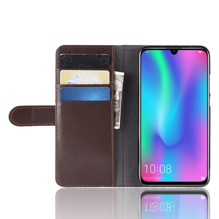 Genuine Split Leather Magnetic Cover Shell for Huawei Honor 10 Lite/P Smart (2019) - Brown-6