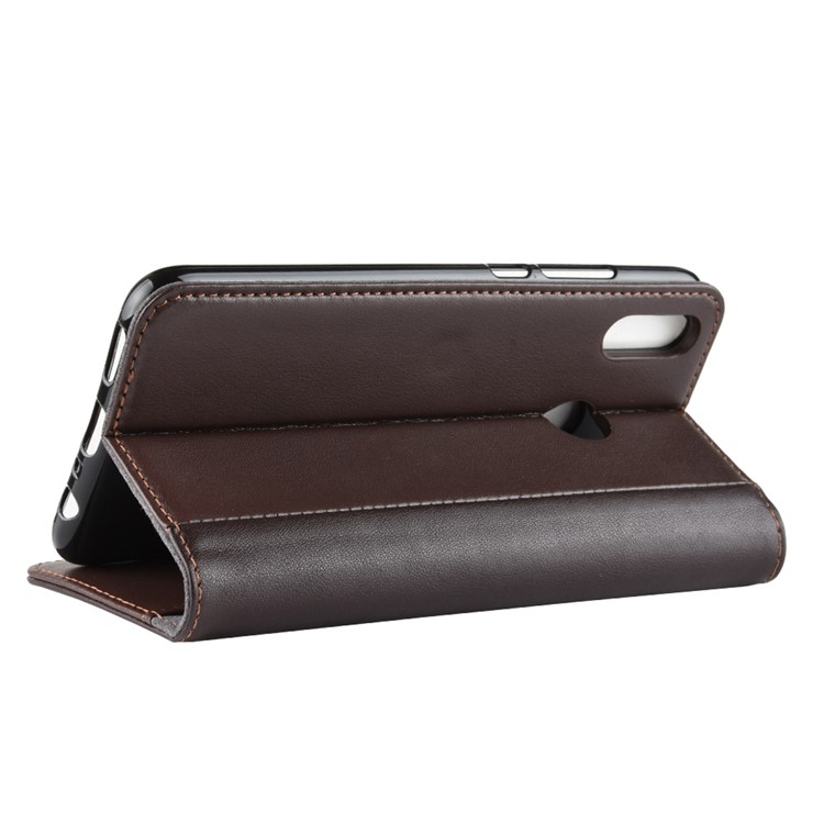 Genuine Split Leather Magnetic Cover Shell for Huawei Honor 10 Lite/P Smart (2019) - Brown-7
