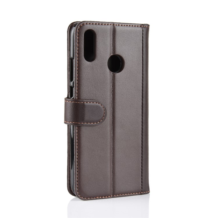 Genuine Split Leather Magnetic Cover Shell for Huawei Honor 10 Lite/P Smart (2019) - Brown-8