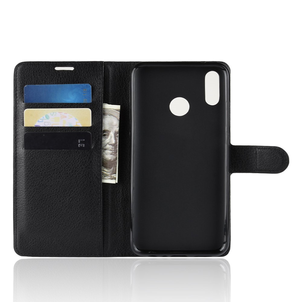 Litchi Texture Wallet Leather Mobile Case Für Huawei Honor 10 Lite - Schwarz-3
