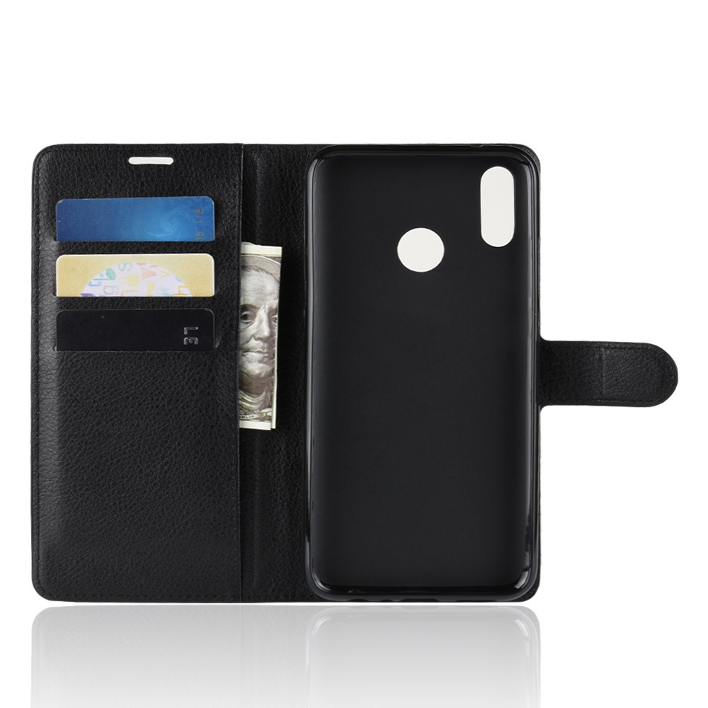 Litchi Texture Wallet Leather Cell Tele / P Smart (2019) Celular Shell - Preto