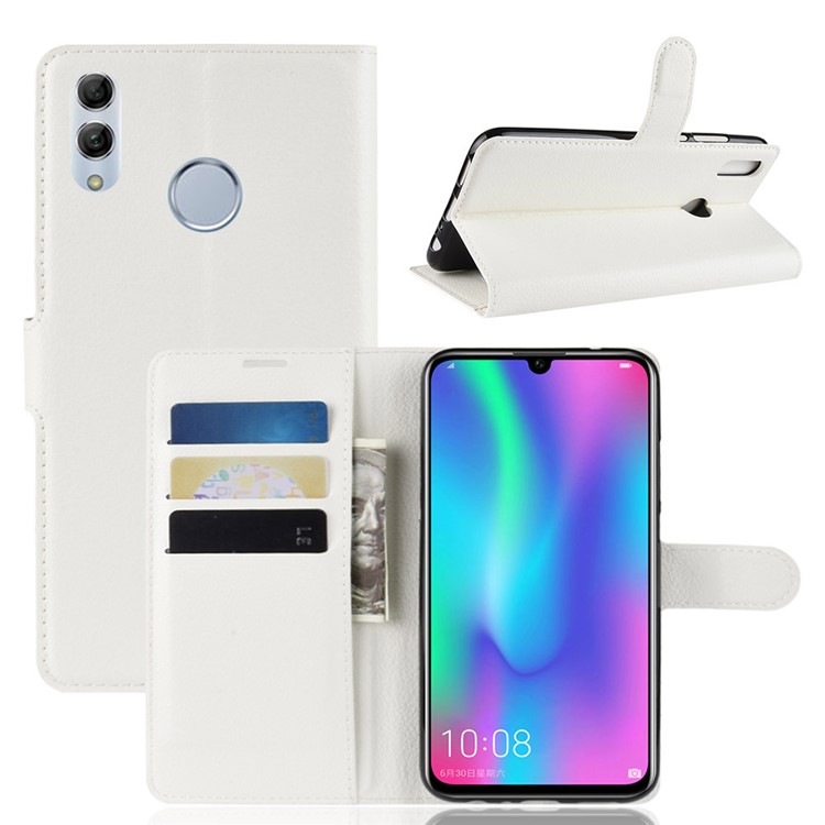 Litchi Texture Wallet Leather Mobile Cover for Huawei Honor 10 Lite / P Smart (2019) - White-1