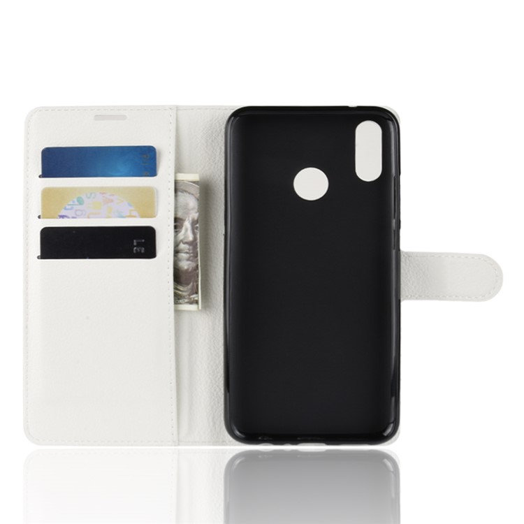 Litchi Texture Wallet Leather Mobile Cover for Huawei Honor 10 Lite / P Smart (2019) - White-3