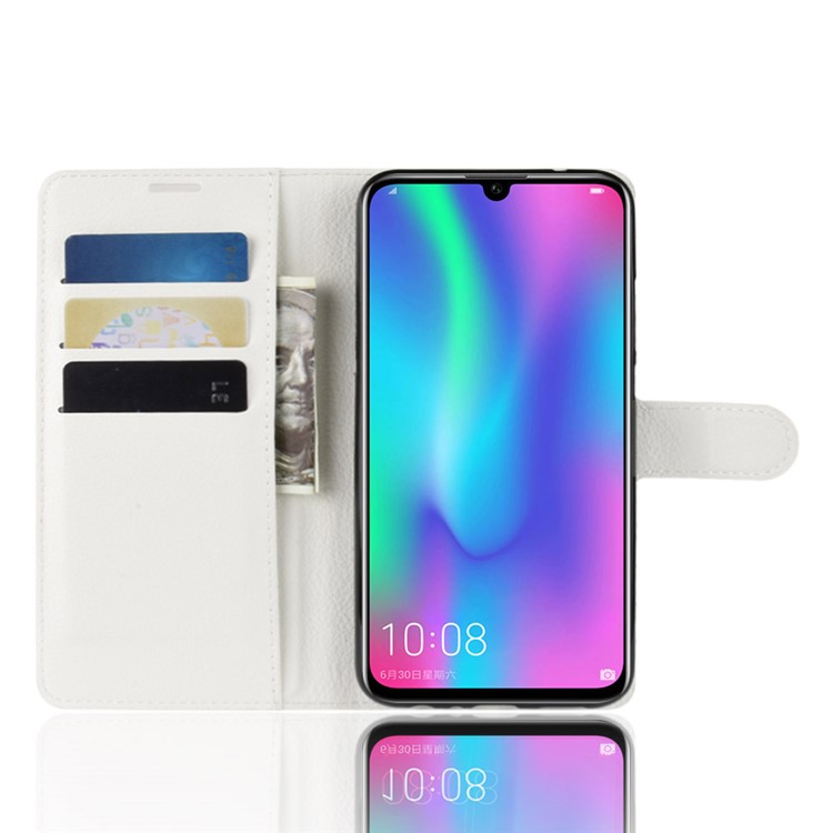 Litchi Texture Wallet Leather Mobile Cover for Huawei Honor 10 Lite / P Smart (2019) - White-4