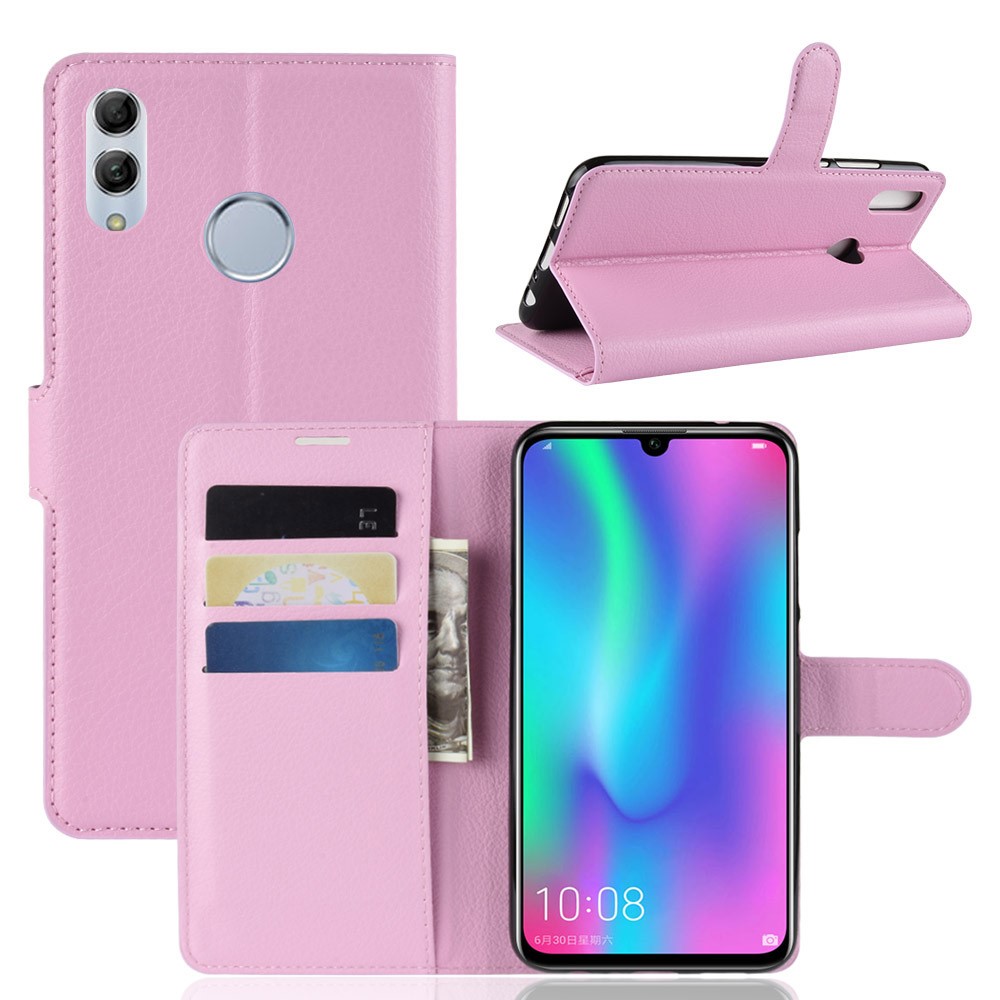 Litchi Texture Wallet Leather Mobile Phone Casing for Huawei Honor 10 Lite / P Smart (2019) - Pink-1