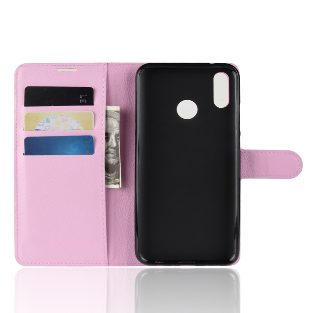 Litchi Texture Wallet Leather Mobile Phone Casing for Huawei Honor 10 Lite / P Smart (2019) - Pink-3
