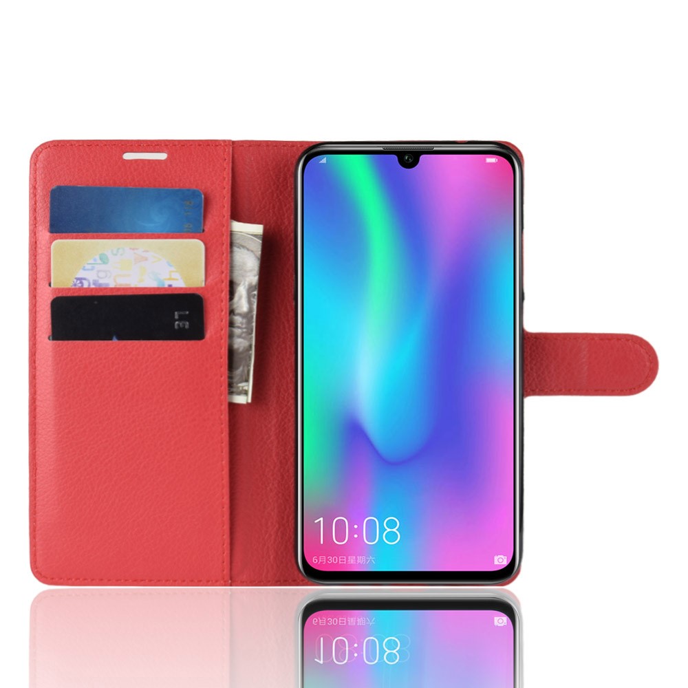 Litchi Texture Wallet Leather Phone Cover for Huawei Honor 10 Lite / P Smart (2019) - Red-4