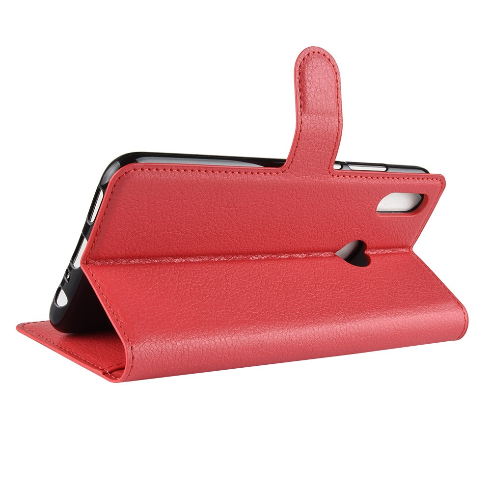 Litchi Texture Wallet Leather Phone Cover for Huawei Honor 10 Lite / P Smart (2019) - Red-5