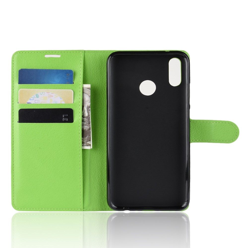 Litchi Texture Wallet Leather Cell Phone Case for Huawei Honor 10 Lite / P Smart (2019) - Green-3