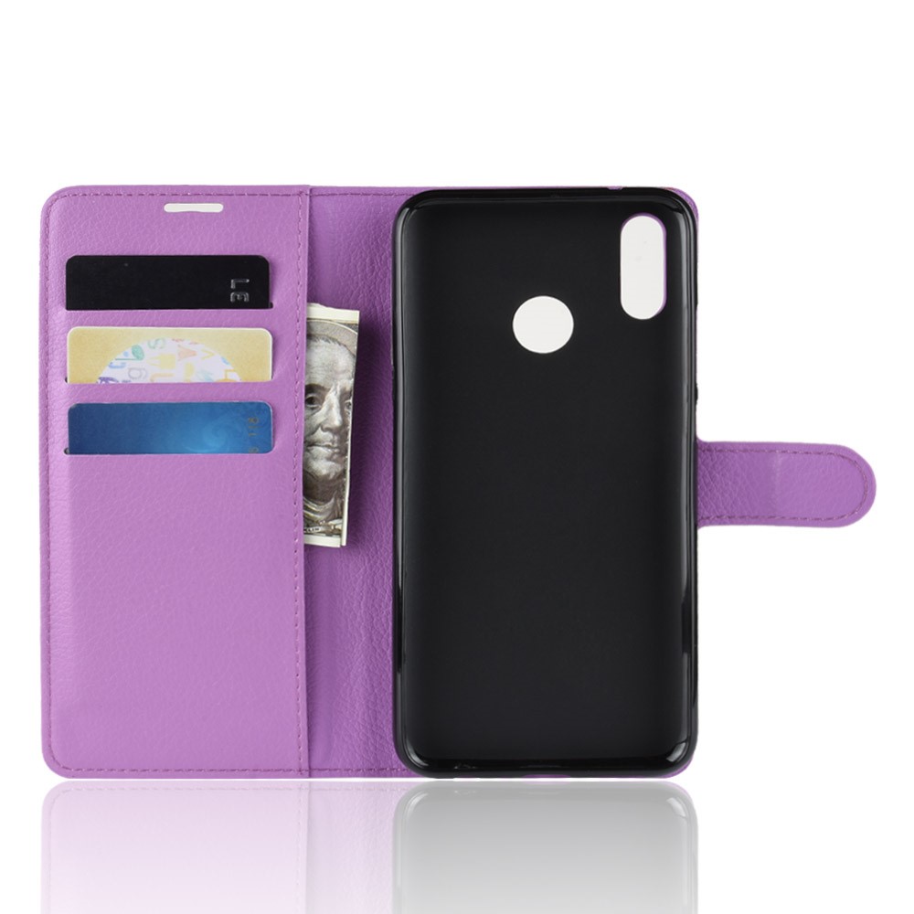 Litchi Texture Wallet Leather Cell Phone Cover for Huawei Honor 10 Lite / P Smart (2019) - Purple-3