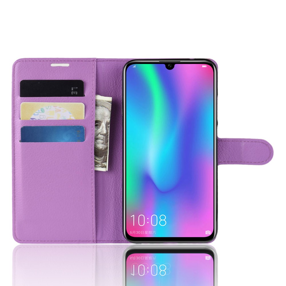 Litchi Texture Wallet Leather Cell Phone Cover for Huawei Honor 10 Lite / P Smart (2019) - Purple-4