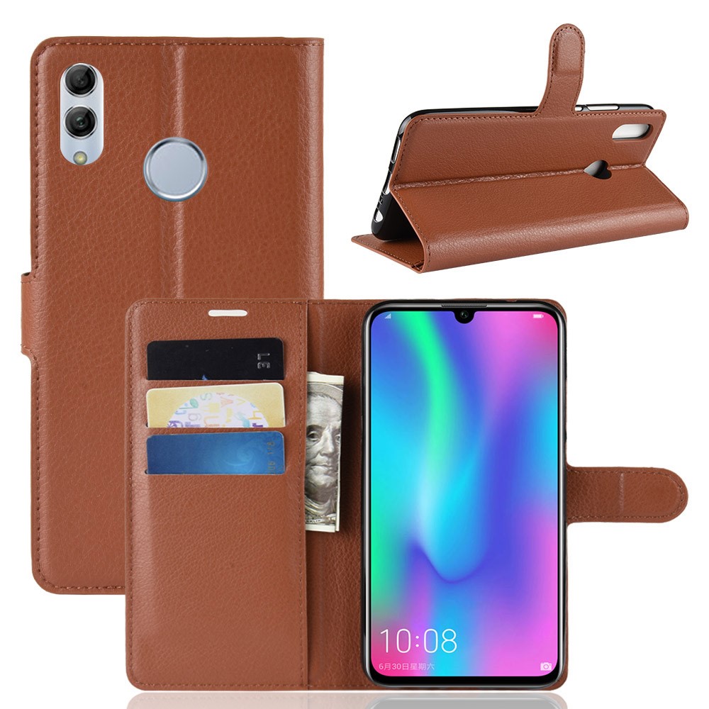 Litchi Texture Wallet Leather Case Accessory for Huawei Honor 10 Lite / P Smart (2019) - Brown-1