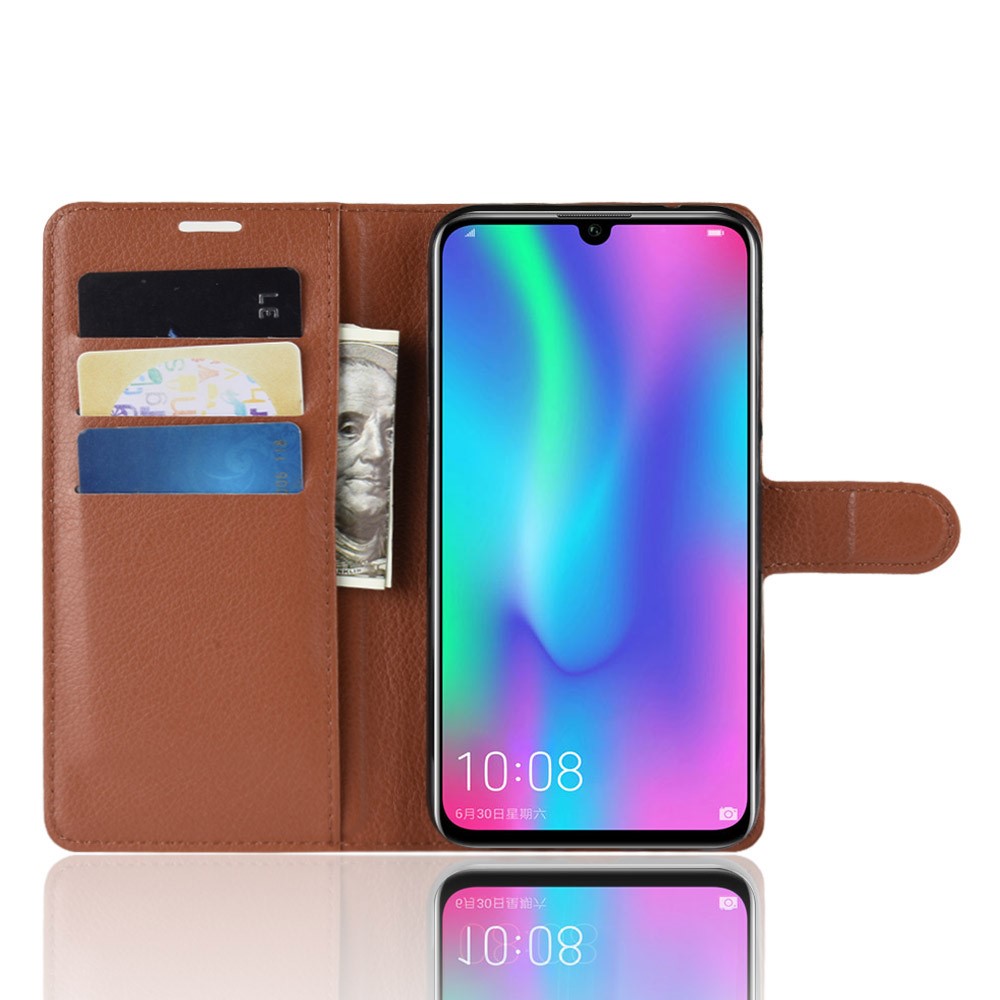 Litchi Textur Brieftasche Leder Handyabdeckung Für Huawei Honor 10 Lite / P Smart (2019) Mobiltelefon Shell - Braun-4