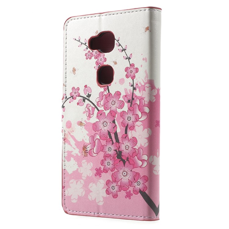 Wallet Stand Leather Shell for Huawei Honor Play 5X / Honor 5X - Plum Blossom-2